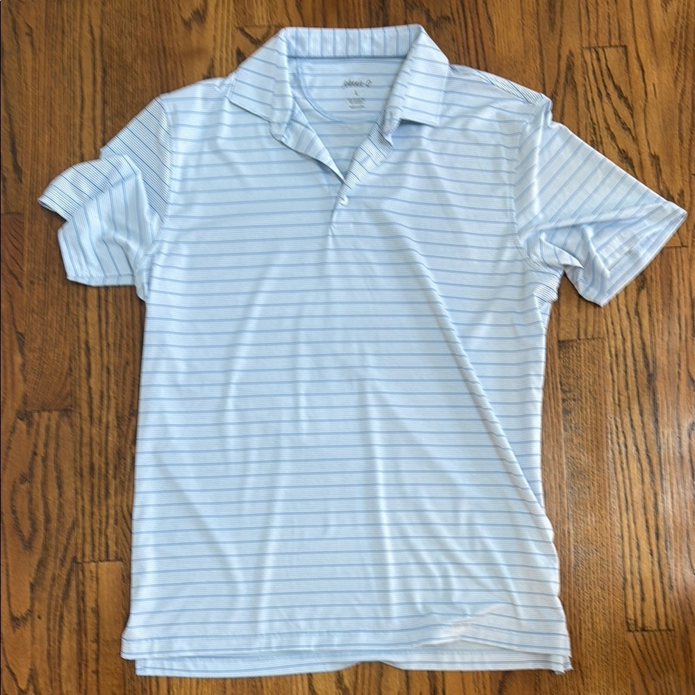 johnnie-O Light Blue Striped Polo Shirt